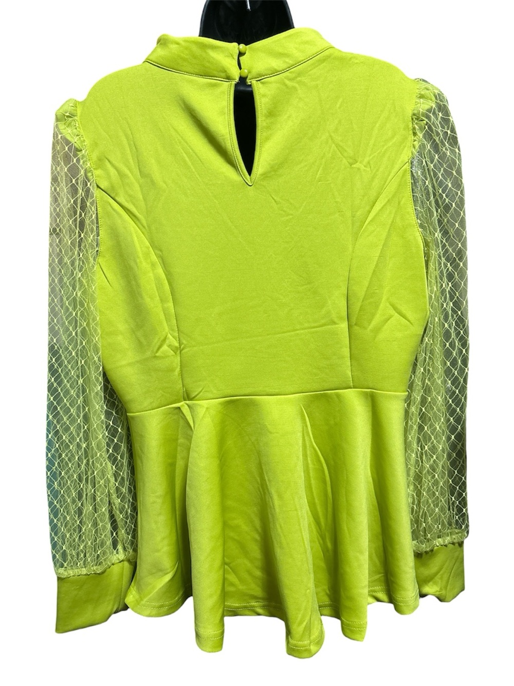 ASHLEY STEWART Green Oasis Basket Weave Long-sleeve Peplum Top - Picture 5 of 7